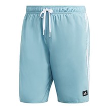 adidas Classic 3-Stripes Swim Shorts Men&#39;s XS Light Blue White Mesh Lined NEW - £21.37 GBP