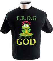 Frog Fully Rely On God Christian T Shirt Religion T-Shirts - £13.40 GBP+
