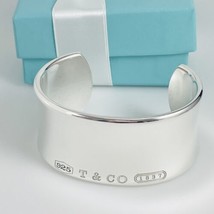Medium 6.5&quot; Tiffany &amp; Co 1837 Extra Wide Cuff Bracelet in Sterling Silver - £545.27 GBP