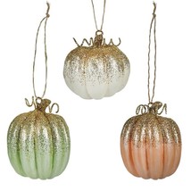 Bethany Lowe Halloween Set of 3 &quot;Elegant Colorful Pumpkin Ornament&quot; TF0148 - £15.68 GBP
