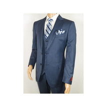 Men Suit BERLUSCONI Turkey 100% Italian Wool Super 180's 3pc Vested #Ber5 Navy image 4