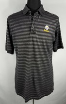 NFL Short Sleeve Shirt Pittsburgh Steelers Polo Golf Mens Medium Black Striped - $18.85