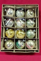 Vintage Shiny Brite in box Glass Christmas Ornaments Glitter Stencil - £95.12 GBP