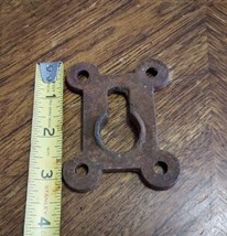Old Large Antique Cast Iron Key Hole Plate Cover Escutcheon Gate Door Salvage - £21.83 GBP