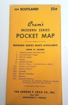 Vintage 1950&#39;s Cram&#39;s Modern Series Pocket Map Scotland #329 - £9.05 GBP