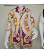 Emilio Pucci Scarf Psychedelic Swirl Orange Fantasy Wool Silk Blend Fuil... - $2,886.73 MXN