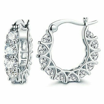 Pair of 925 Silver Plated Cubic Zirconia Hoops Earrings - New - £7.98 GBP