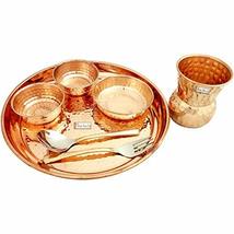 Prisha India Craft Pure Copper Hammered Design Dinner Thali Set, Serveware &amp; Din - £51.95 GBP