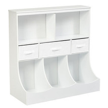 Freestanding Combo Cubby Bin Storage Organizer Unit W/3 Baskets-White - ... - £110.34 GBP