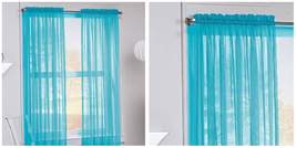 2 Panels Sheer Window Curtains Drapes Set 84" Rod Pocket Solid - Turquoise - P01 - £25.05 GBP