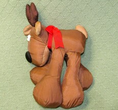Hallmark Rodney Reindeer Nylon Plush Stuffed Animal Brown Christmas Red Ribbon - £8.49 GBP