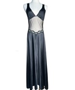 Vintage Annique Black Sheer Peekaboo Mesh Cutout Maxi Nightgown Nightie ... - $79.19