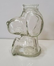 VINTAGE 1966 ANCHOR HOCKING HEAVY GLASS SNOOPY STILL BANK IN MINT CONDITION - £15.65 GBP