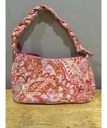 VERA BRADLEY Pink Sherbet Pattern Small Top Zip Handbag 8” Braided Handle - €17,04 EUR