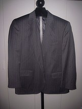 OLEG CASSINI MENS 2-PC GRAY PINSTRIPE 100% WOOL SUIT-42S- 39&quot;Wx27&quot;INSEAM... - $24.30