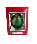 Vintage Italian Hand Blown Glass Christmas Ornament Green Hand Painted Italy 4 I - $22.50