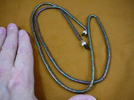 E99-10) Purple green rainbow HEMATITE 34&quot; long Eyeglass leash holder necklace - £40.74 GBP