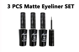 Italia Deluxe Black Matte Waterproof Liquid Eyeliner &quot;3 PCS Set&quot; - £4.62 GBP