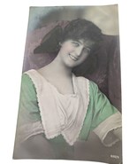 Pretty Lady Colorized Green Dress Vintage RPPC Real Photo Postcard To Ge... - $89.29 MXN