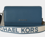 New Michael Kors Jet Set Item Large Wallet Crossbody Leather Teal - $94.91