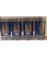 Vtg 5” Tall Collins Cocktail Glasses w/ Blue and Gold Grapes and Leaves ... - $54.23 CAD