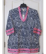 Hanna &amp; Gracie3/4 Sleeve V-neck Swim Cover-up Pink &amp; Blue  Women&#39;s Sz L-... - $18.25