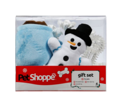NEW PetShoppe 4 Pc Winter Snowman Dog Toy Gift Set w/ chew bone, rope, plushies - £7.93 GBP