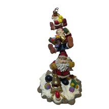 Vintage 3 Stacked Santa Claus Mantel Christmas Stocking 9” Tall Holder - £18.08 GBP