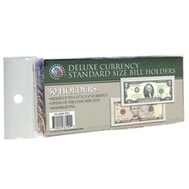 50 Currency Deluxe Holders Semi Rigid Vinyl For Banknotes Money Dollar Bill - £11.83 GBP