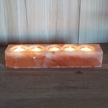 Himalayan Salt 5 Holes Tealight Candle Holder 12&quot;x2.5&quot;x2&quot; Home Decor Soothing - £20.55 GBP