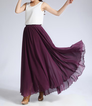 Blackberry Long Chiffon Maxi Skirt Women Summer Plus Size Chiffon Skirt image 4