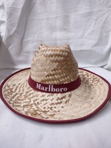 Vintage MARLBORO Cigarette Advertising Woven Straw Brow Band Golf/Sun Hat - £12.95 GBP