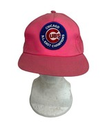 Vintage Hat Chicago Cubs 1989 Champions MLB Baseball Cap Yupoong Pink OS - £25.91 GBP