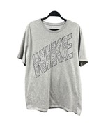 Nike Dri-Fit Mens XL Gray Tee Shirt Athletic Cut Spellout Swirly Logo Gr... - $16.42