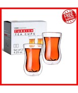 4.25oz Insulated Turkish Tea Glasses - Set of 2, Ideal for Hot &amp; Cold Dr... - $640.18 MXN