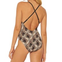 Bleu Rod Beattie Womens Python Print Mesh One Piece Swimsuit Size 14 Color Black - £81.03 GBP