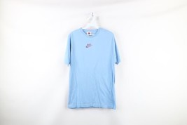 Vtg 90s Nike Mens M Spell Out Travis Scott Center Swoosh T-Shirt Carolina Blue - £38.84 GBP