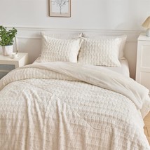 Wajade Faux Rabbit Fur Comforter Set Ultra Soft Fluffy, Full Size, Ivory White - £65.04 GBP