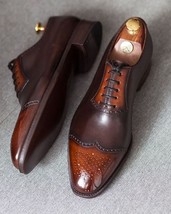 New Brown Wing Tip Brogue Tow Tone Brown Color Lace Up Shoes for Men  - $139.99