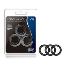 Blush Performance VS2 Pure Premium Silicone Cockrings 3-Pack Small Black - £12.51 GBP