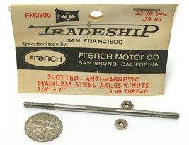 1pc Tradeship Slot Car Stainless Steel Axle 1/8&quot;x3&quot; 5/40 Thread FM2300 French - £4.78 GBP
