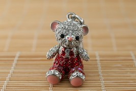 Crossfor Teddy Bear Clear Red Crystal Necklace Boy Teddy-03RE Japan - £64.94 GBP