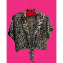 Vintage Cheetah Print Rockabilly Cropped Lightweight Blouse Jacket Virgo... - £15.63 GBP