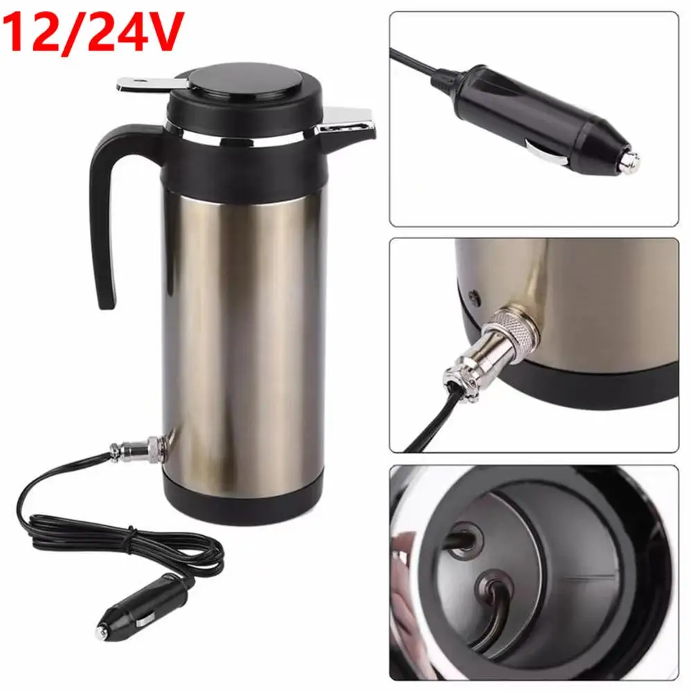 12V/24V Electric Heating Cup Kettle Stainless Steel Water Heater Bottle Auto - £30.82 GBP+