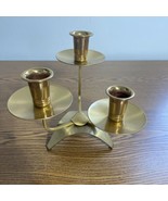 Vintage Brass Three Candlestick Three Tier  Levels Candle Holder Mid Cen... - £13.89 GBP