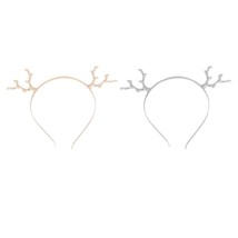 2 Pcs Antler Headband Metal Rhinestone Hair Hoop Hair Accessories for Festival H - £15.44 GBP