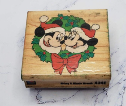 Disney Rubber Stampede Mickey Minnie Holiday Wreath Stamp 424E - £7.75 GBP