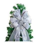 Christmas Tree Topper Bow Silver 53x13 Inch Xmas Flower Decor Indoor Out... - $103.48 MXN