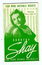 Dorothy Shay The Park Avenue Hillbilly Brochure Olympic Hotel Seattle  1... - £27.26 GBP