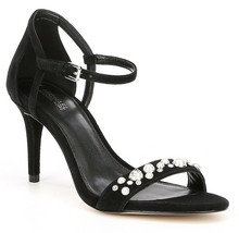 MICHAEL Michael Kors Simone Suede Pearl Stud Mid Dress Sandals, Mult Sizes Black - £79.89 GBP